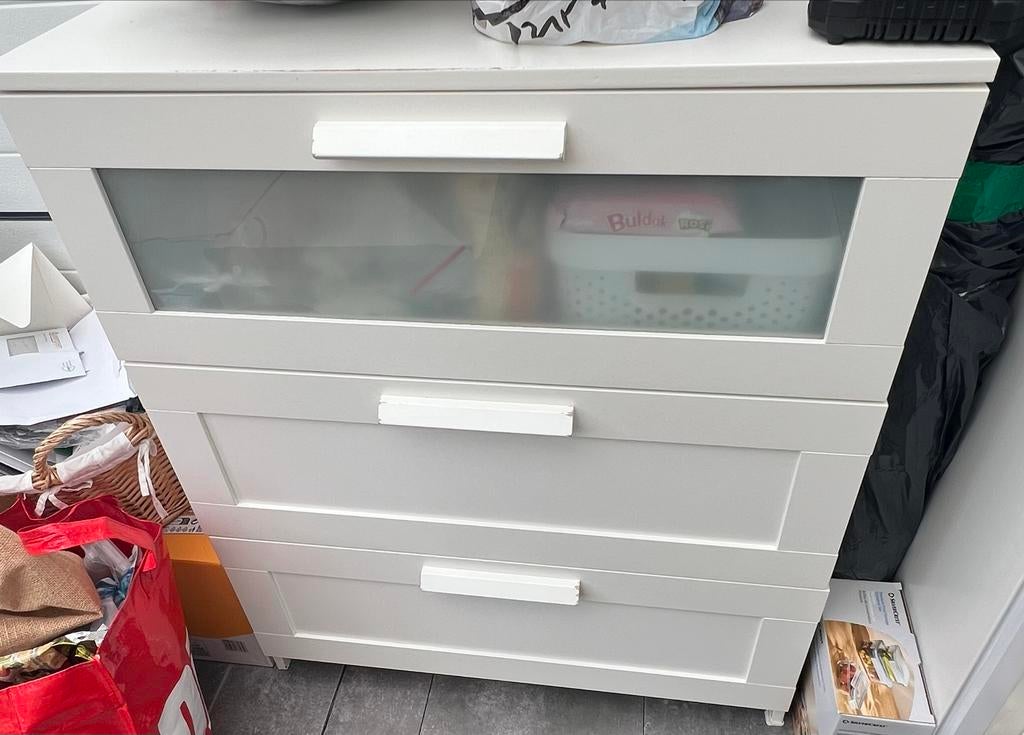 Ikea witte ladekast met 3 lades, Ophalen, Overige materialen, Minder dan 50 cm, Gebruikt