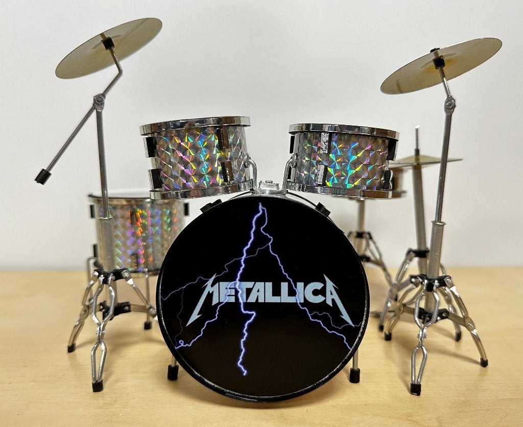 Metallica Chrome miniatuur drumstel mini drum decoratie, Info@deconoord.nl, Deco Noord, Nieuw, Ophalen of Verzenden