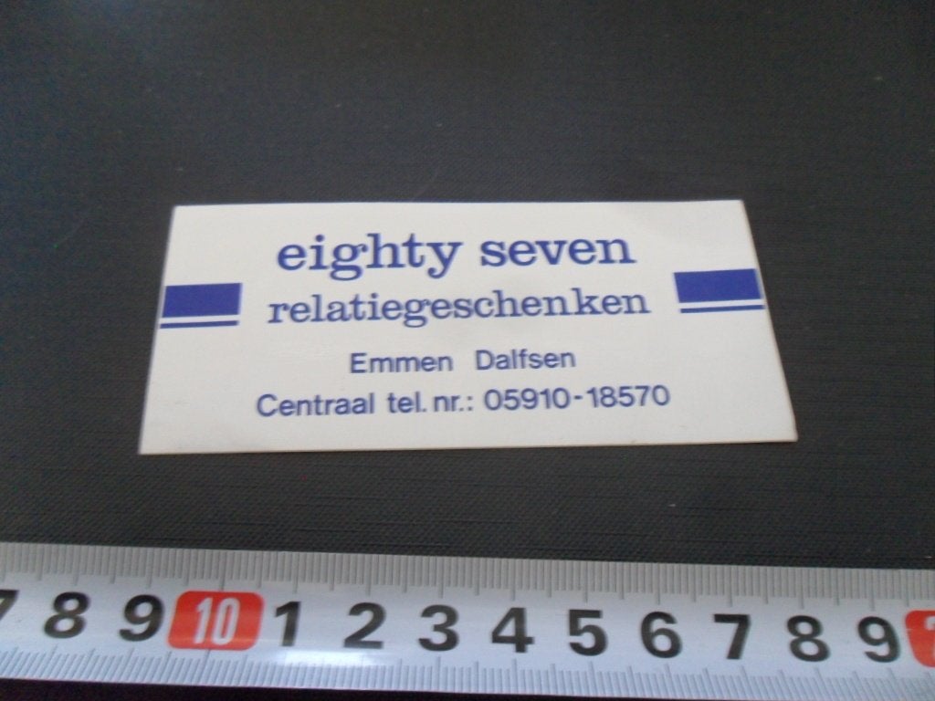 sticker Emmen Dalfsen Eighty Seven relatiegeschenken, Verzamelen, Stickers, Ophalen, Zo goed als nieuw