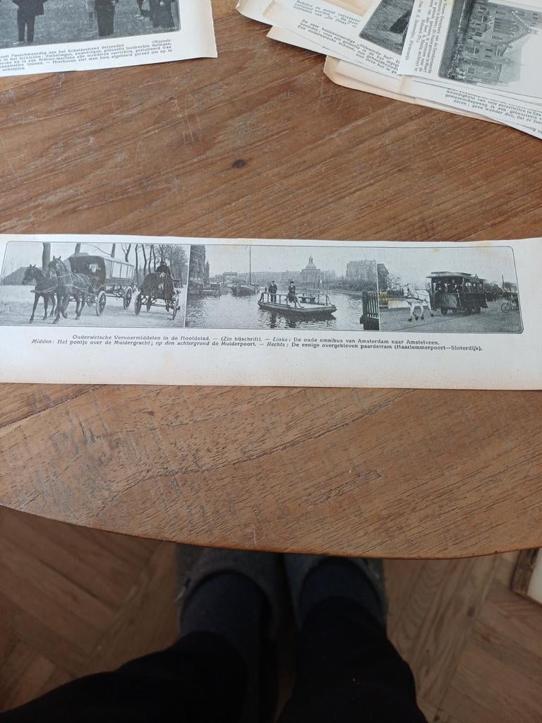 Knipsel ouderwetse vervoermiddelen  Amsterdam 1914, Ophalen of Verzenden, Voor 1920, Knipsel(s)