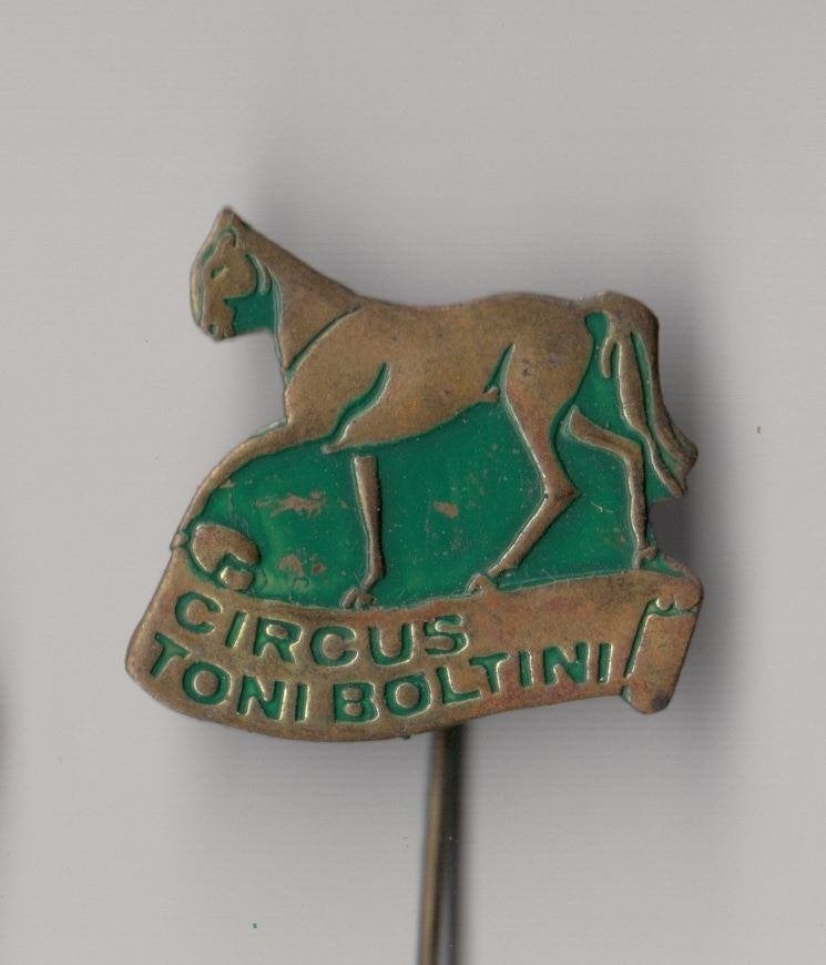Toni Boltini Circus Paard Groen speldje, Gebruikt, Niet vindbaar, Niet vindbaar, Speldje of Pin