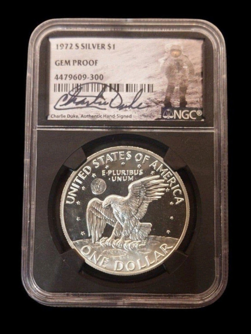 1972-S Eisenhower Dollar NGC Gem Proof - Charlie Duke, Ophalen of Verzenden