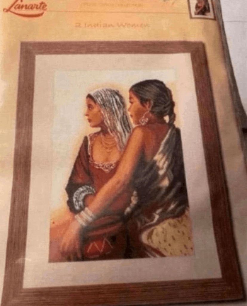 BORDUURPAKKET LANARTE 2 INDIAN WOMAN, Hobby en Vrije tijd, Borduren en Borduurmachines, Verzenden, Nieuw, Handborduren, Borduurpakket