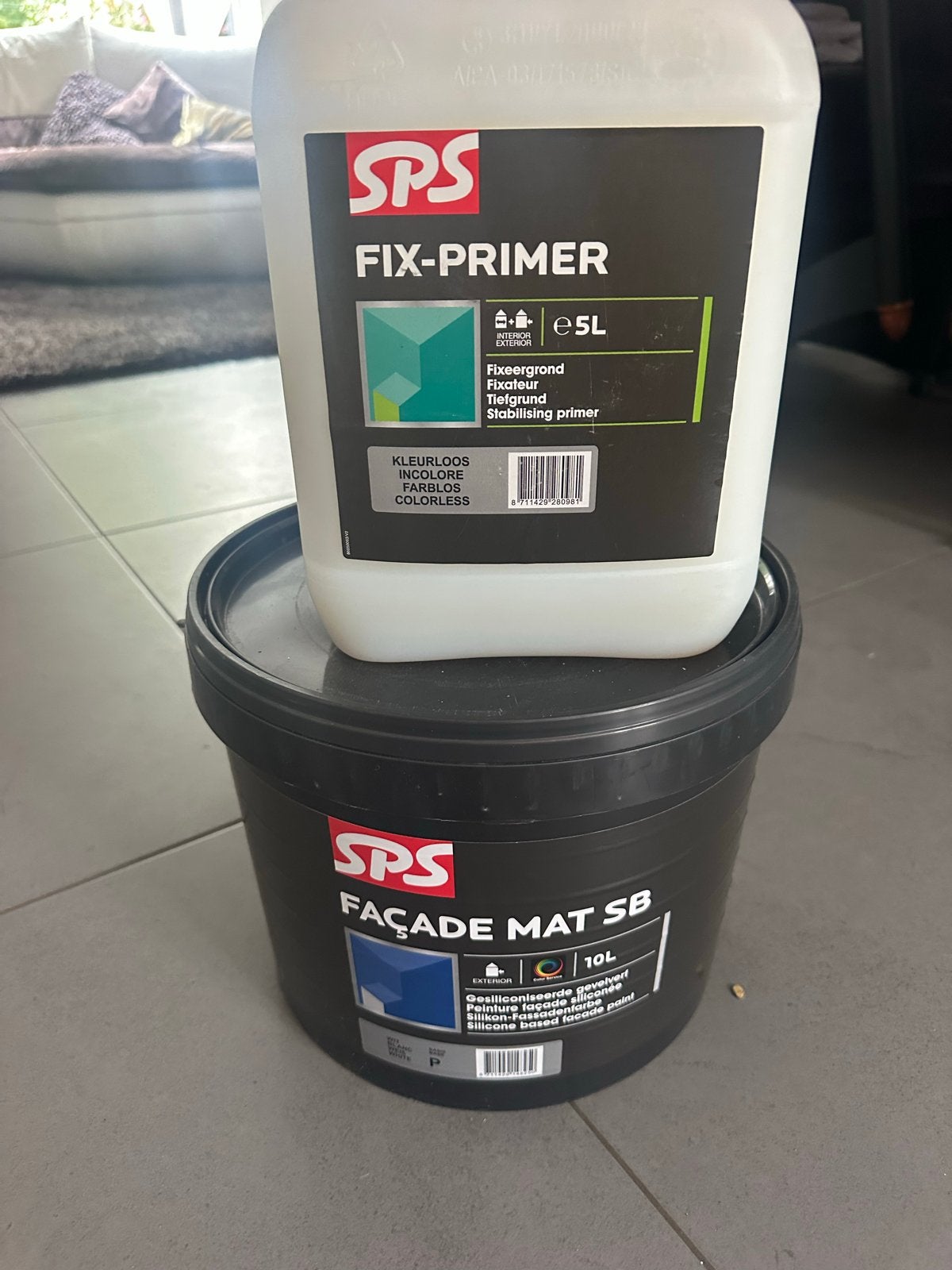 SPS witte Gevelverf en Fix-Primer - Nieuw en ongebruikt, Ophalen, Overige kleuren, Nieuw, Verf