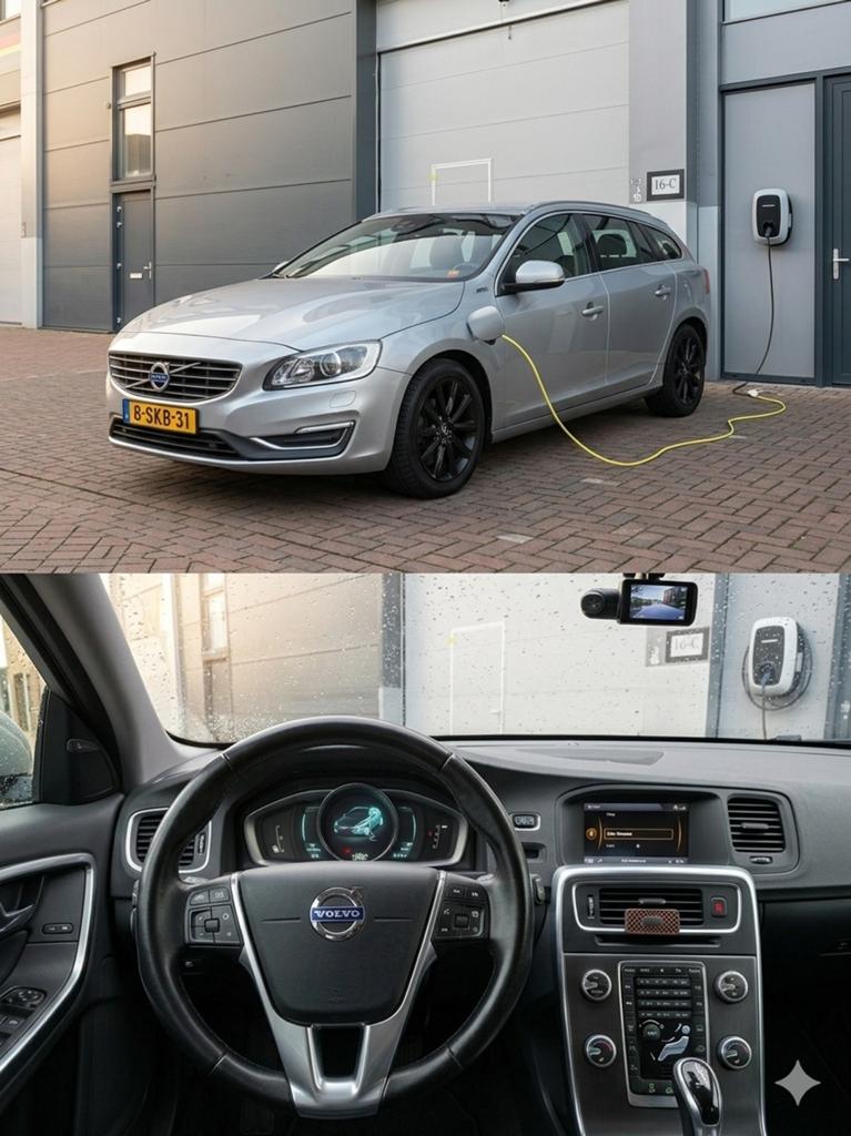 Volvo V60 D6 215pk Plug-in Hybrid 2013 Grijs, Auto's, Automaat, 1849 kg, 1800 kg, Zwart