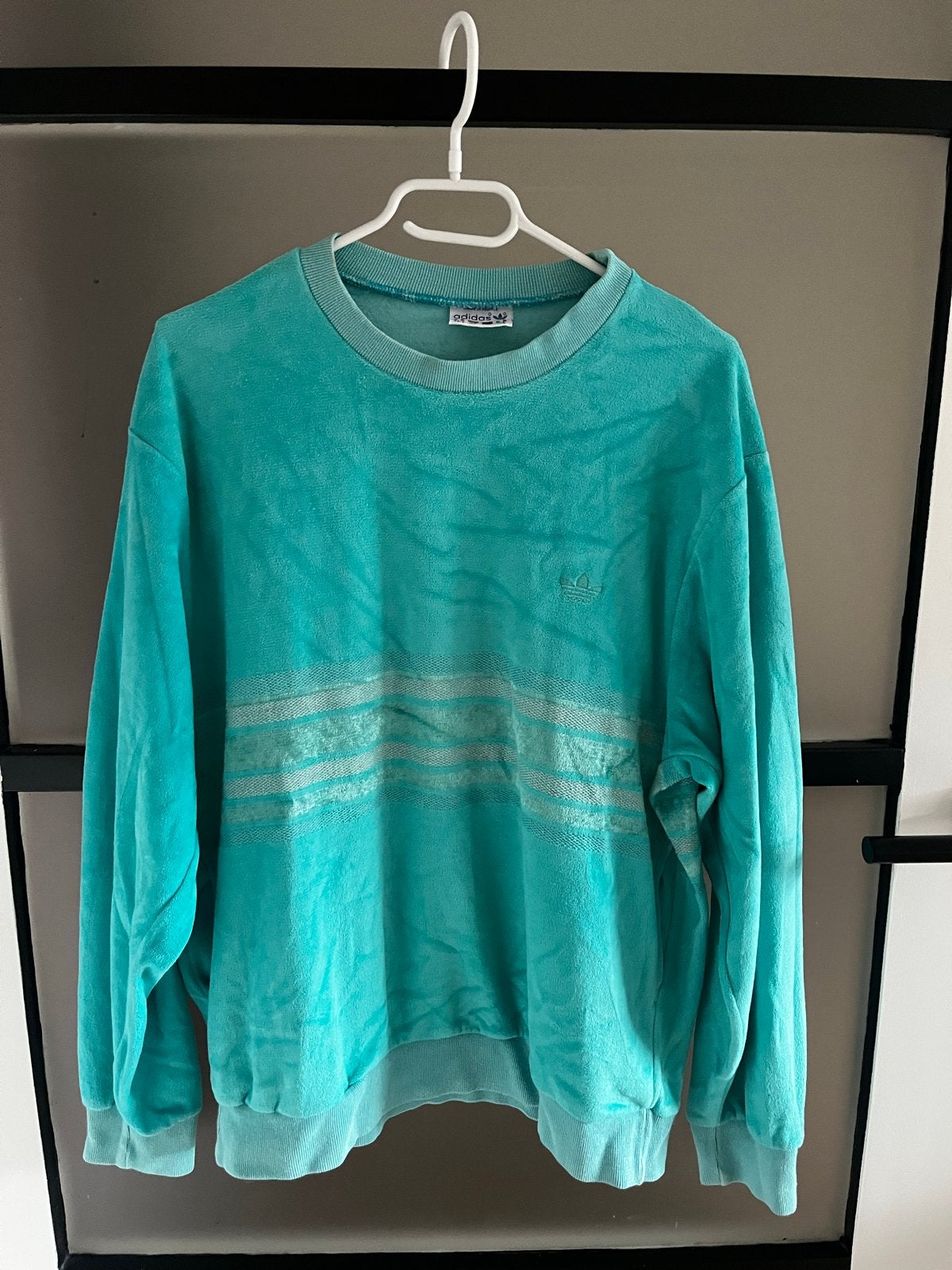 Vintage Adidas badstof sweater - Maat 40 (M), Ophalen of Verzenden, Gedragen, Maat 38/40 (M), Groen