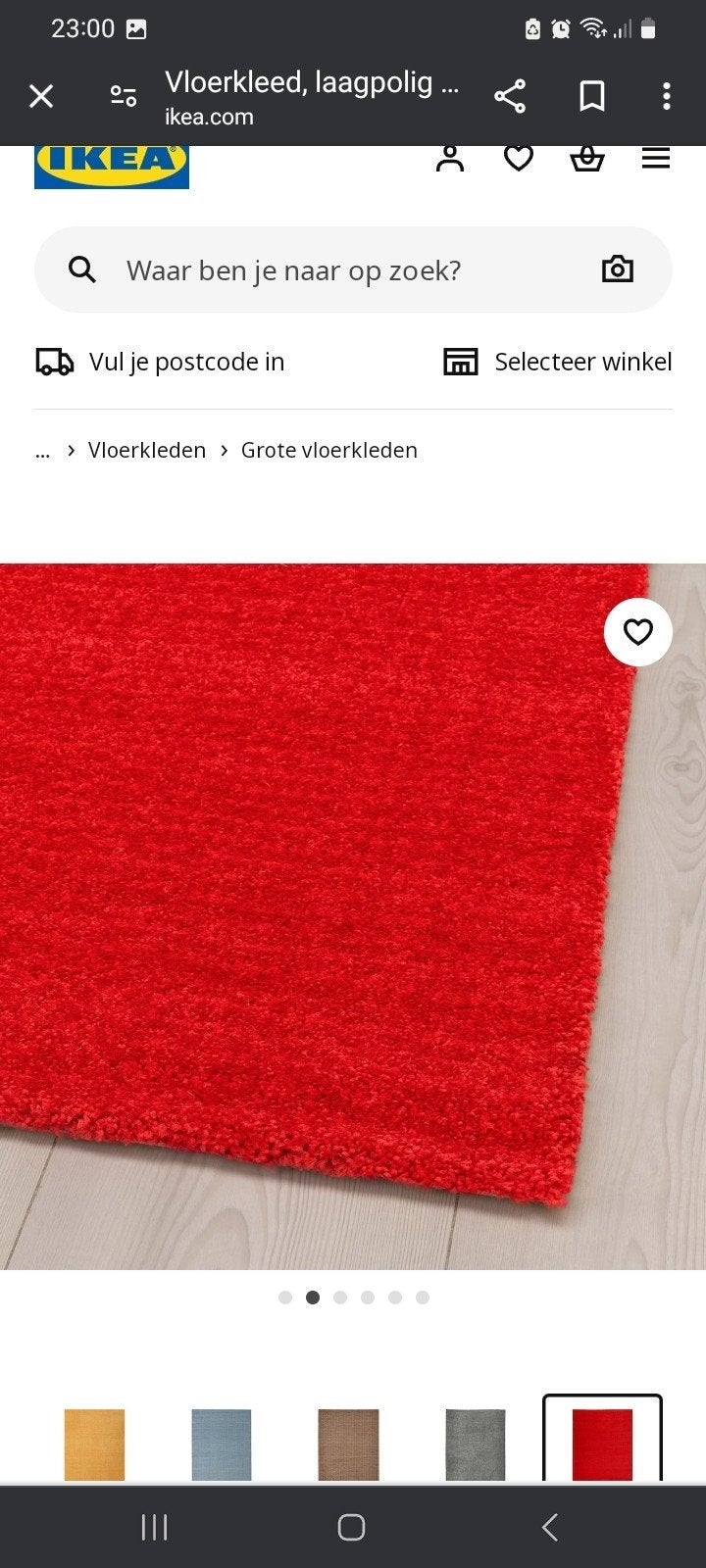 Rood laagpolig vloerkleed, 80x150 cm, Ophalen, Gebruikt, 100 tot 150 cm, 150 tot 200 cm