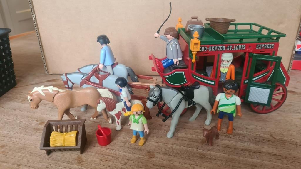 Playmobil Western Postkoets met paarden en figuren, Ophalen of Verzenden, Gebruikt, Jongen of Meisje