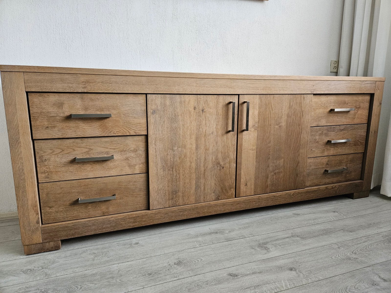 Prachtig eikenhouten dressoir van Woldring Meubel Groningen, Ophalen, Gebruikt, Eikenhout, 200 cm of meer