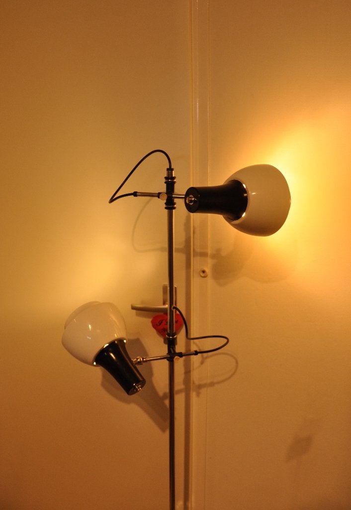 Massive | Vintage vloerlamp | Bollamp | 2 spots | Zwart Wit, Vintage | 60ties | 70ties | Design | Vloerlamp | Spots | Retro |
