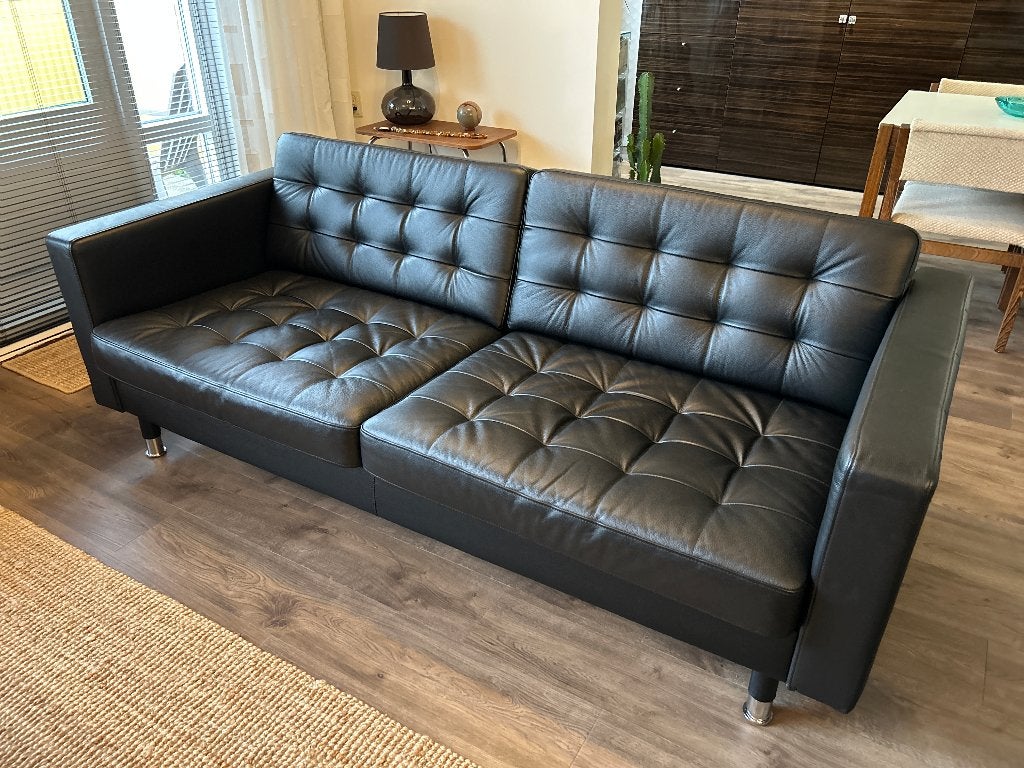 LANDSKRONA 3-zitsbank zwart, Huis en Inrichting, Ophalen, Overige materialen, Driepersoons, 75 tot 100 cm