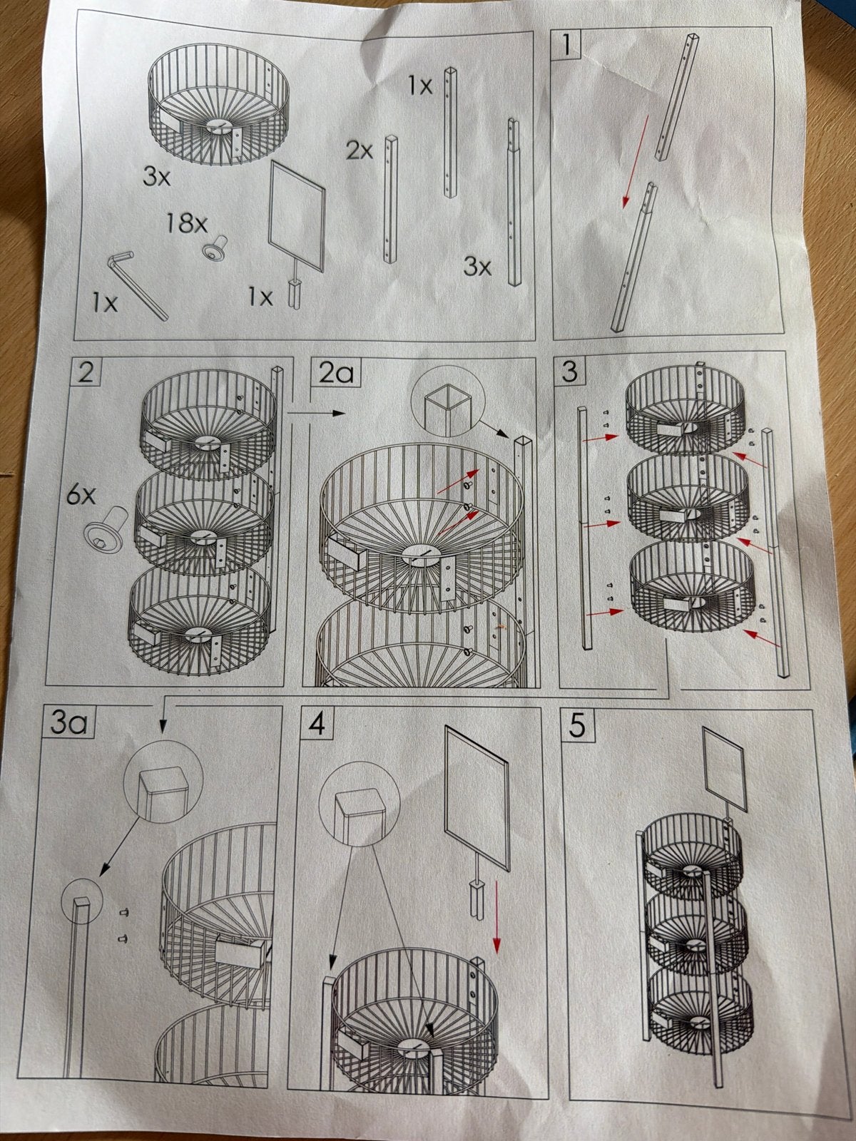 Metalen opbergrek met 3 ronde manden - Zwart, Nieuw, Ophalen of Verzenden, Nvt, Nvt