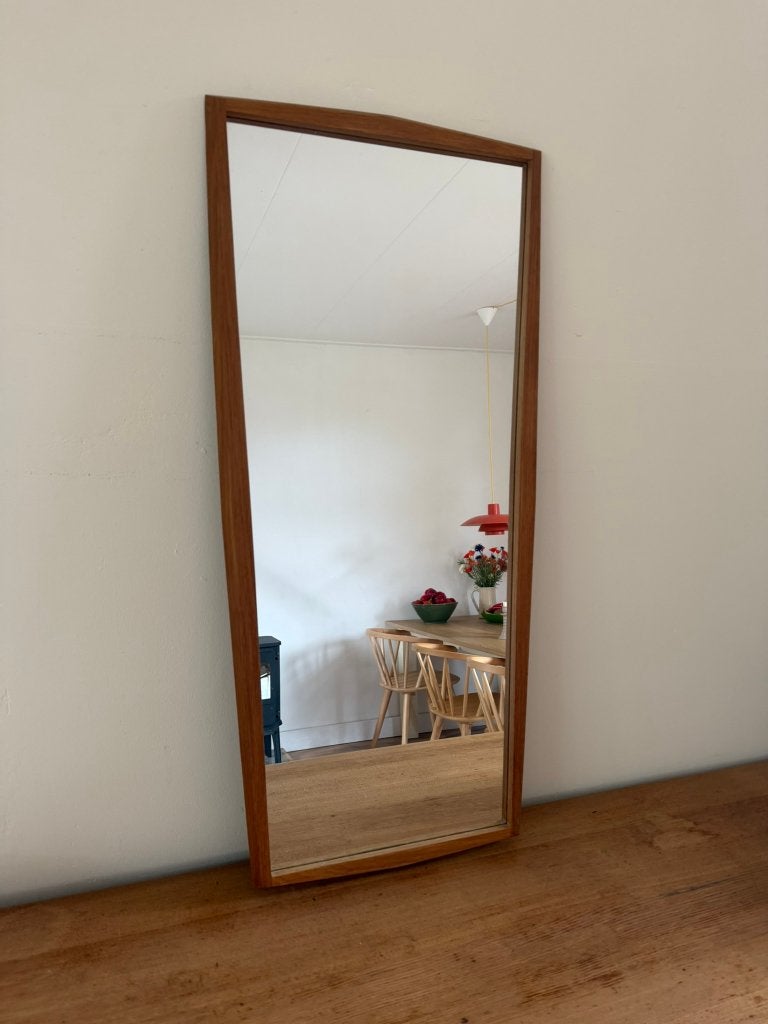 Vintage Deense Jansen Spjelde teakhouten spiegel, Minder dan 50 cm, Ophalen of Verzenden, Zo goed als nieuw, Minder dan 100 cm