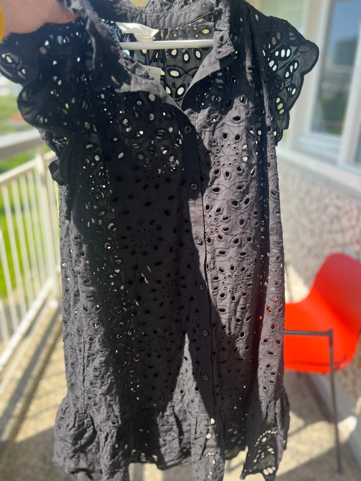 New- Black Dress with Broderie Anglaise in size M 100%cotton, Kleding | Dames, Ophalen of Verzenden, Nieuw, Zwart