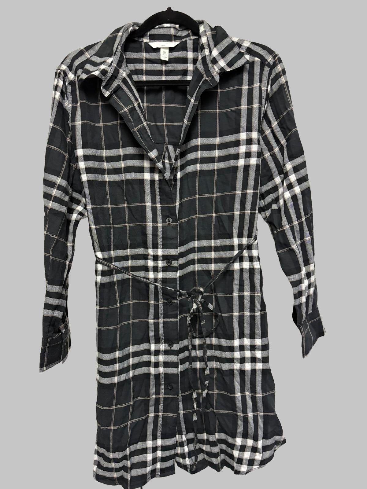 Burberry geruite overhemdjurk met ceintuur H&M Mama, Maat 38/40 (M), Verzenden, Zo goed als nieuw, Blouse of Tuniek