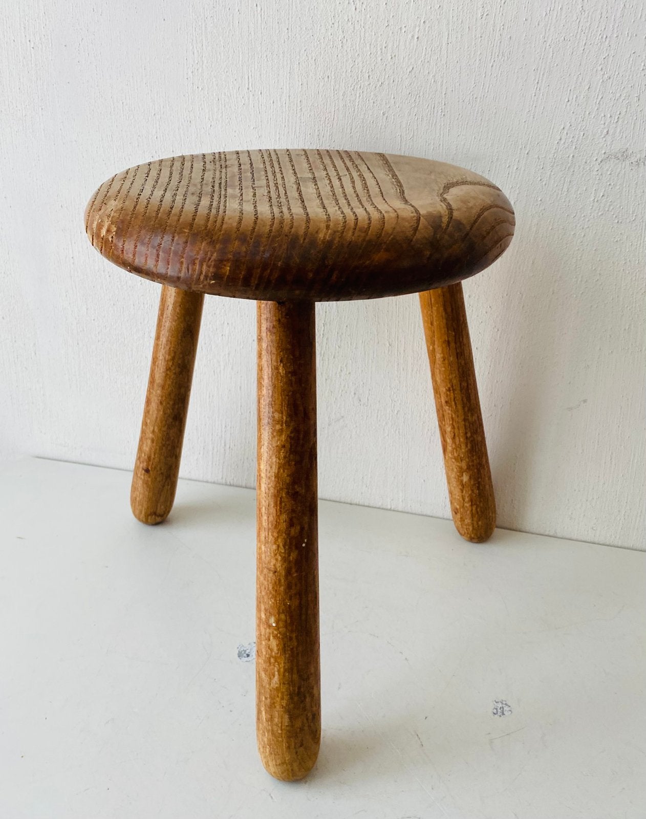 Eikenhouten melk-krukje , vintage, Gebruikt, Onbekend, Ophalen of Verzenden, Onbekend