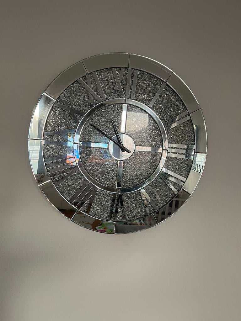 Moet nu weg! Grote Spiegel Klok - 80,5cm Diameter, Ophalen, Gebruikt, Analoog, Wandklok