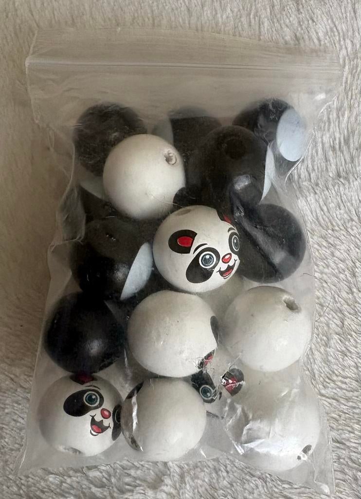 20 Houten Panda kralen set - 10 Zwart en 10 wit, Ophalen of Verzenden, Nieuw, Kraal