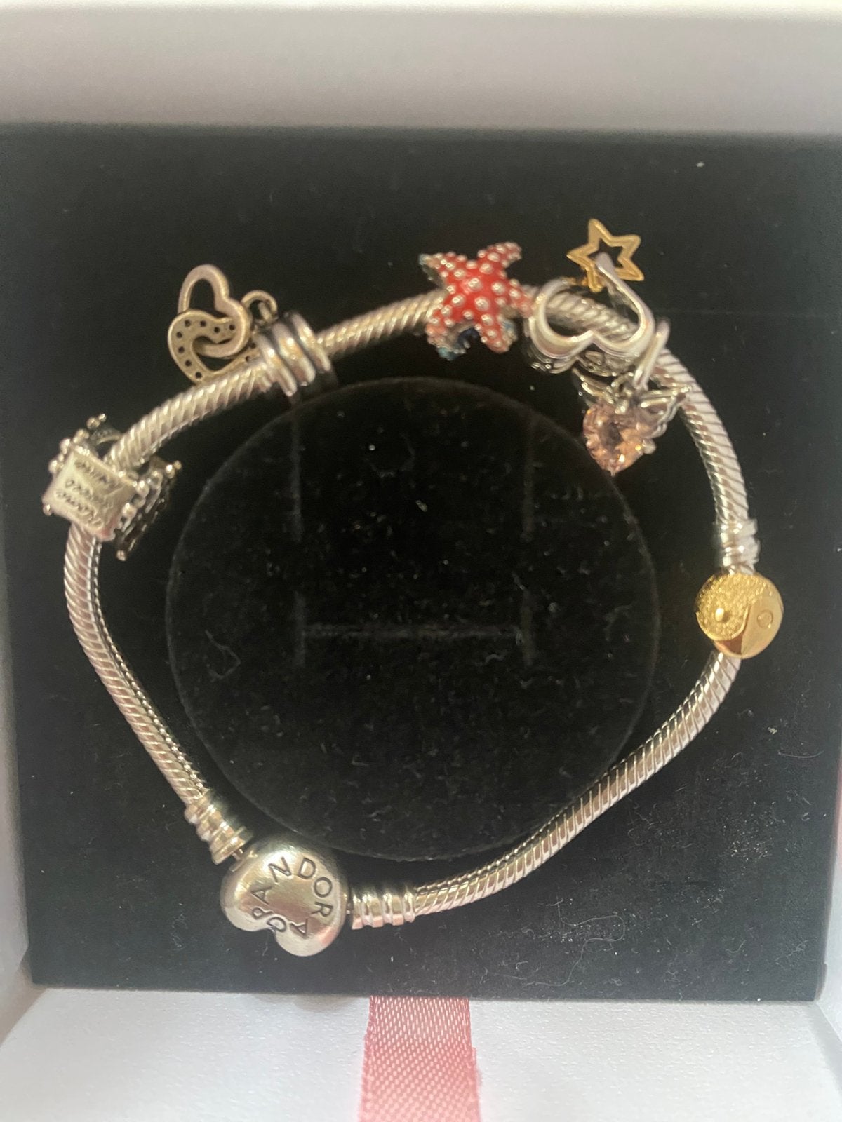 Pandora armband, Ophalen of Verzenden, Zo goed als nieuw, Zilver, Met bedels of kralen