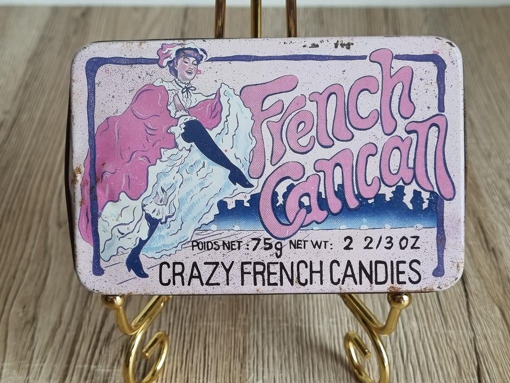 Vintage French Cancan Crazy French Candies Snoep Blikje, Verzenden, Gebruikt, Overige, Overige merken