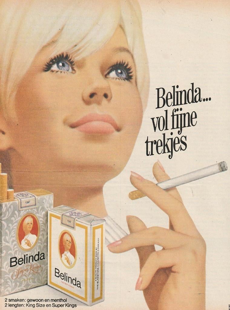 Retro reclame 1975 Belinda sigaretten gewoon en menthol, Verzamelen, Retro, Overige typen, Verzenden