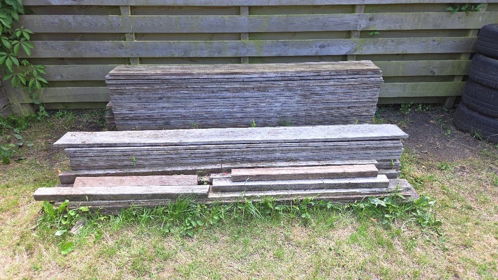 Partij hardhouten (vlonder)planken, Ophalen, Gebruikt, Hout
