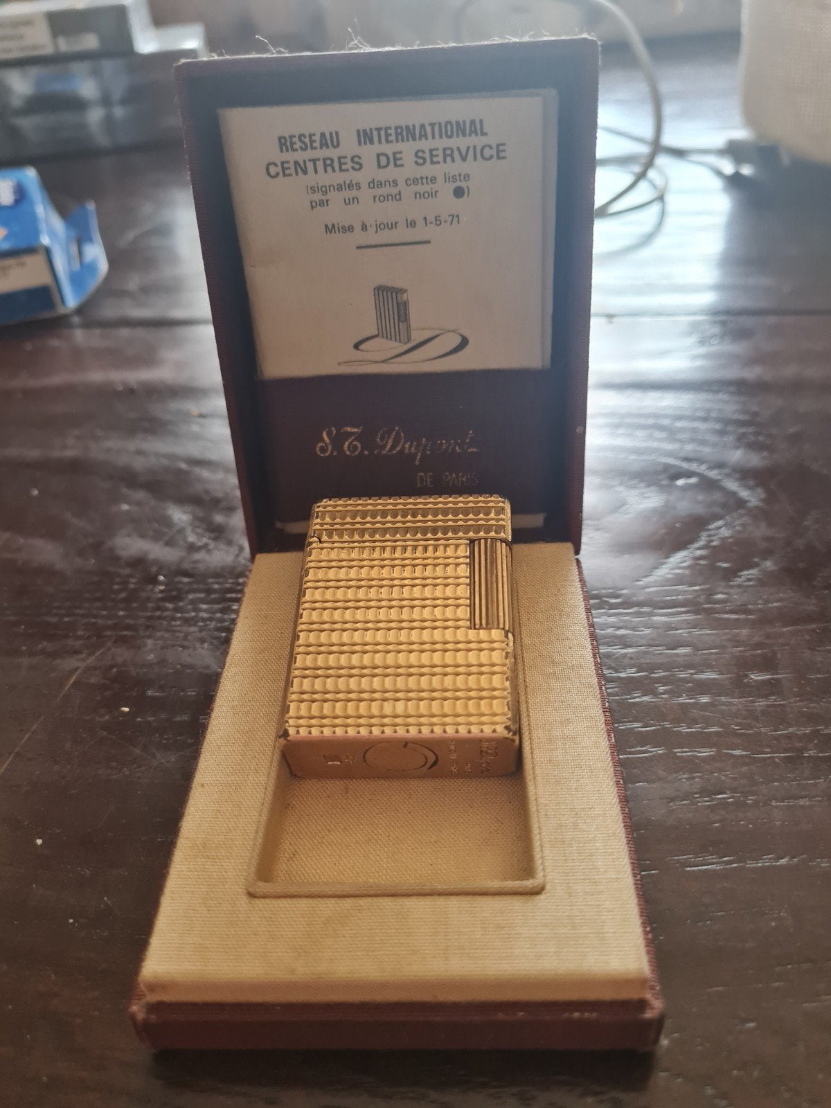S.T.Dupont vergulde aansteker met originele doos en papieren, Ophalen of Verzenden, Gebruikt, Aansteker