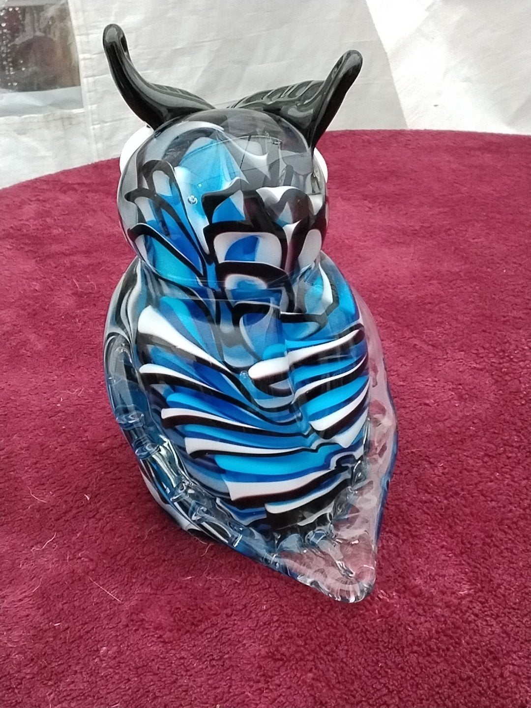 Glazen Murano Uil - Blauw/Zwart/Wit - 17,2 cm hoog, Ophalen of Verzenden