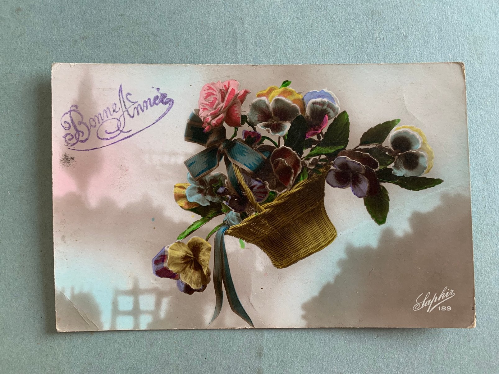 1922 Bonne Année - mandje viooltjes, Ophalen of Verzenden, 1920 tot 1940, Gelopen, Feest(dag)