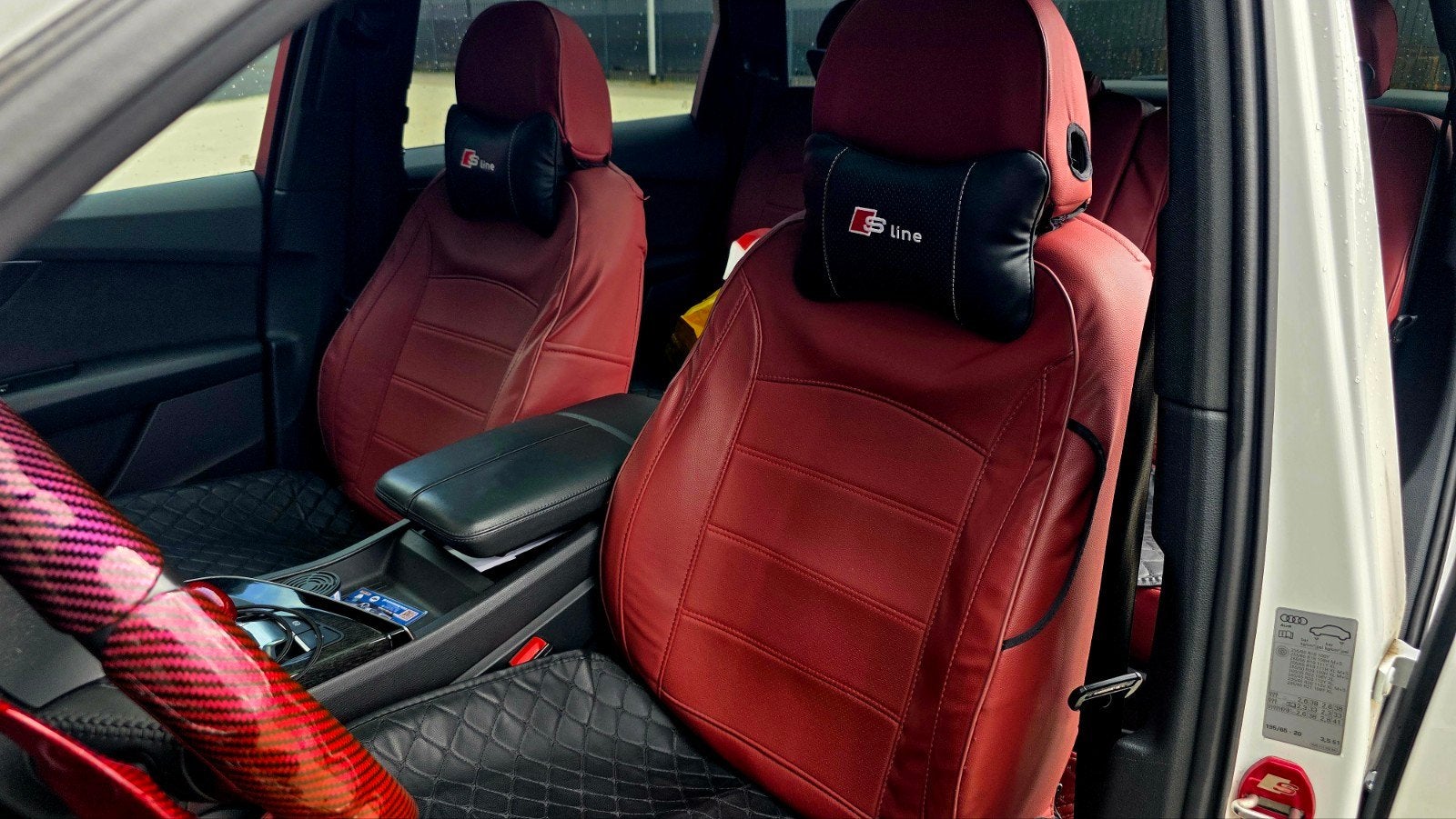 Audi Q7 Stoelbekleding 5-zits - Donkerrood, Auto diversen, Auto-accessoires, Zo goed als nieuw, Ophalen