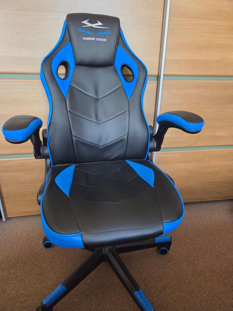 Gaming Bureaustoel - Zwart/Blauw - Gamers' Choice, Ophalen
