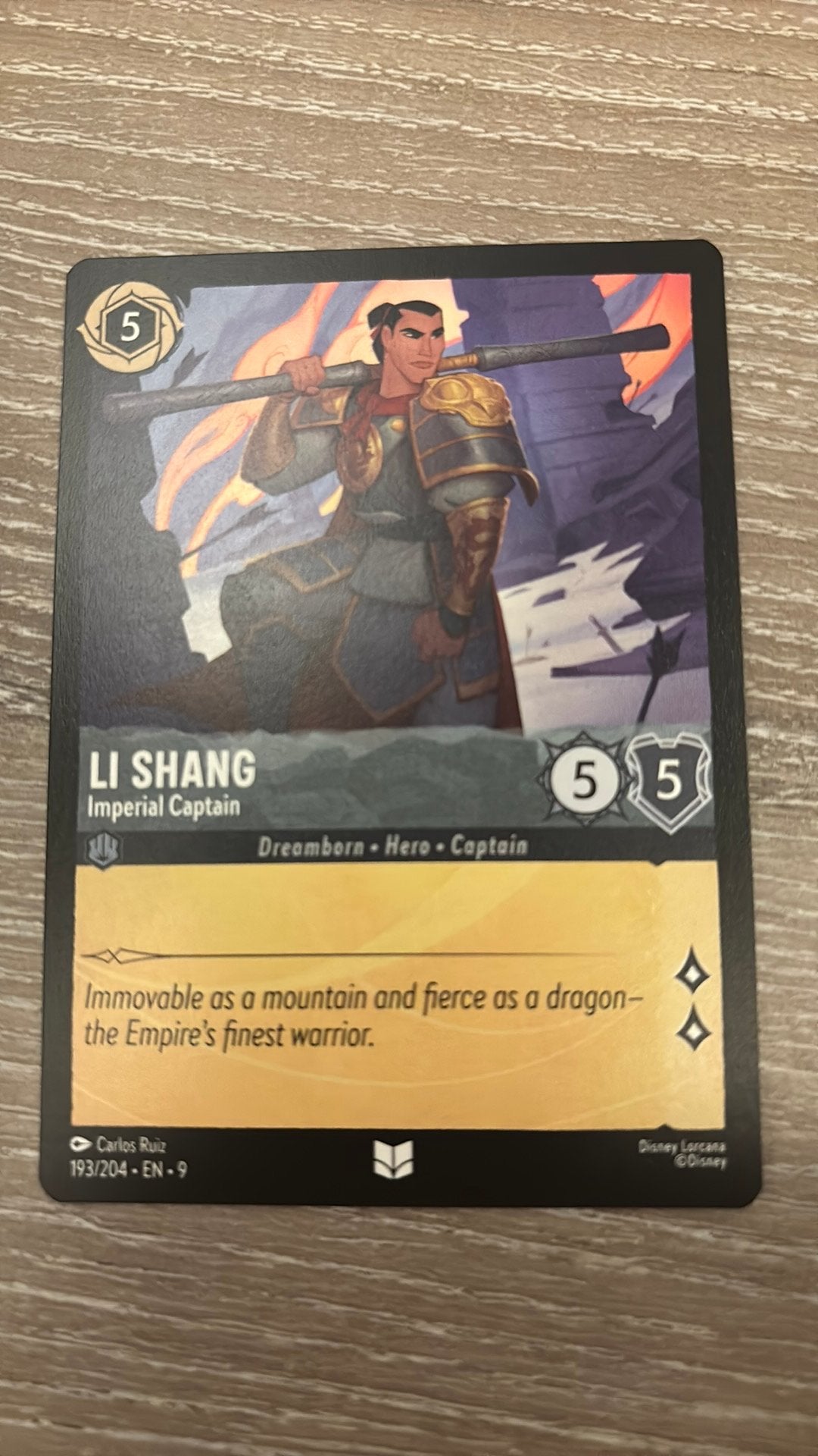 Disney Lorcana Li Shang imperial captain 193-204 9FAB nonfoi, Ophalen of Verzenden, Zo goed als nieuw