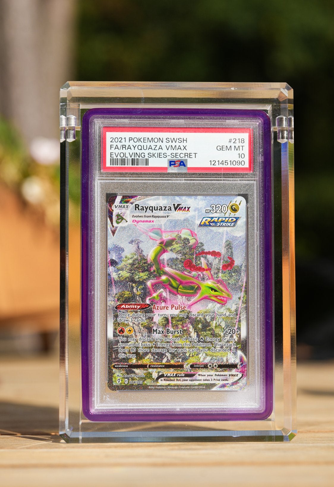 Pokemon Rayquaza 218 Vmax PSA 10 Evolving Skies, Ophalen of Verzenden, Zo goed als nieuw