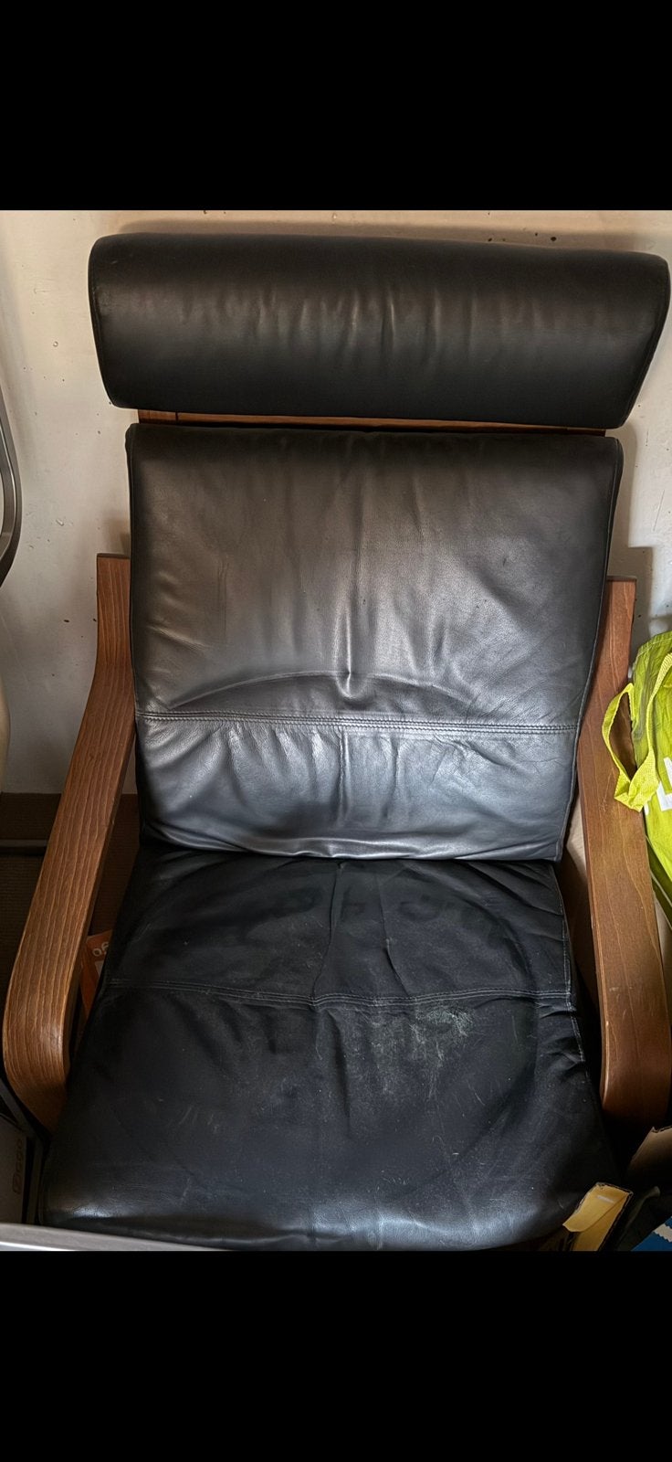 Vintage Ikea Poäng fauteuil uit de 80-tiger jaren, Ophalen, Zo goed als nieuw, 50 tot 75 cm, Leer