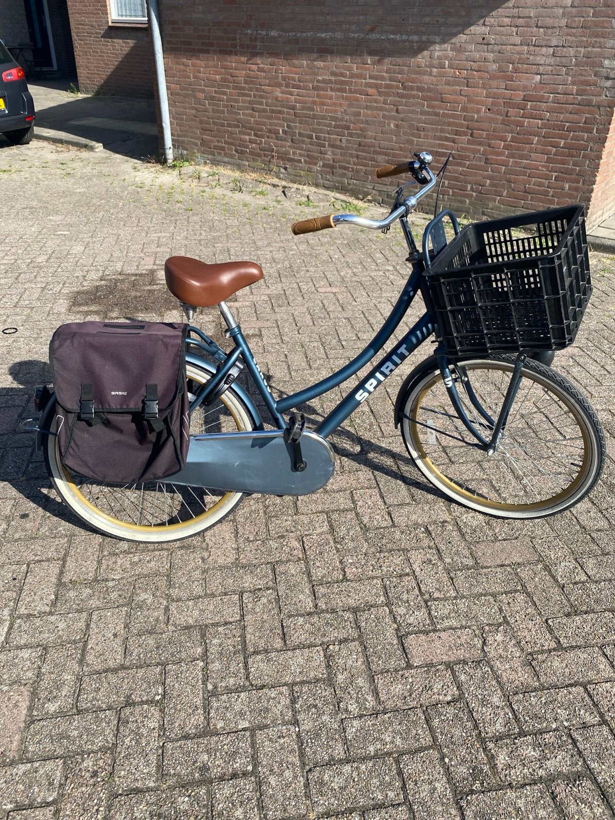 Spirit damesfiets met mand en fietstassen, Fietsen en Brommers, Fietsen | Dames | Damesfietsen, Velgrem, 50 tot 53 cm, Ophalen