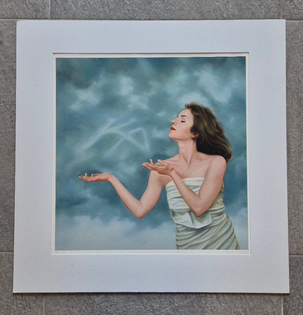 Paspartoe 70 x 70 cm met afbeelding vrouw, Huis en Inrichting, Ophalen of Verzenden, 50 tot 75 cm, Schilderij