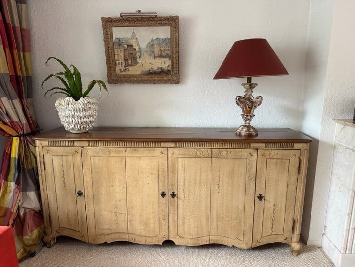 Prachtig houten dressoir - TV meubel - 210x49x93 cm, Ophalen, Gebruikt, 200 cm of meer, 25 tot 50 cm