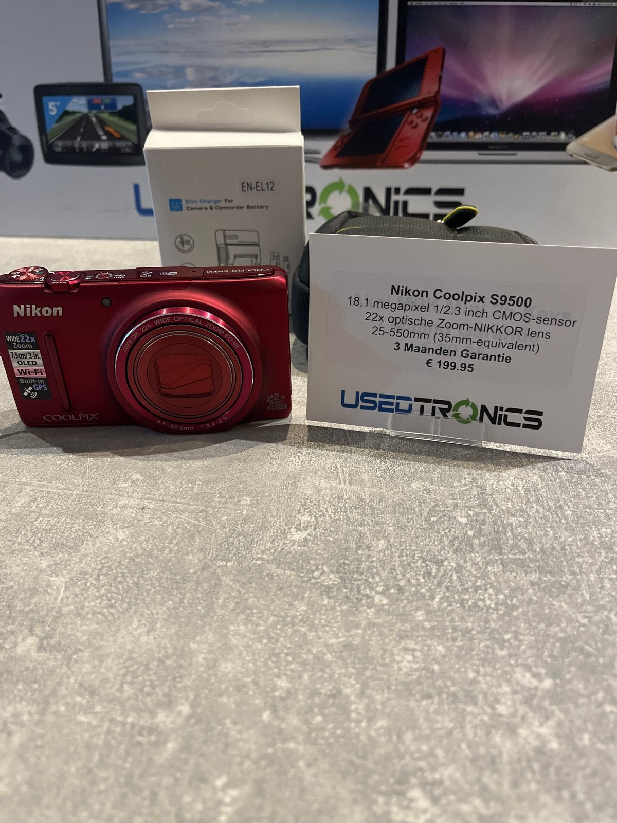 Nikon Coolpix S9500 - Compactcamera met 22x optische zoom, Ingebouwde flitser, Ophalen of Verzenden, Zo goed als nieuw, Compactcamera