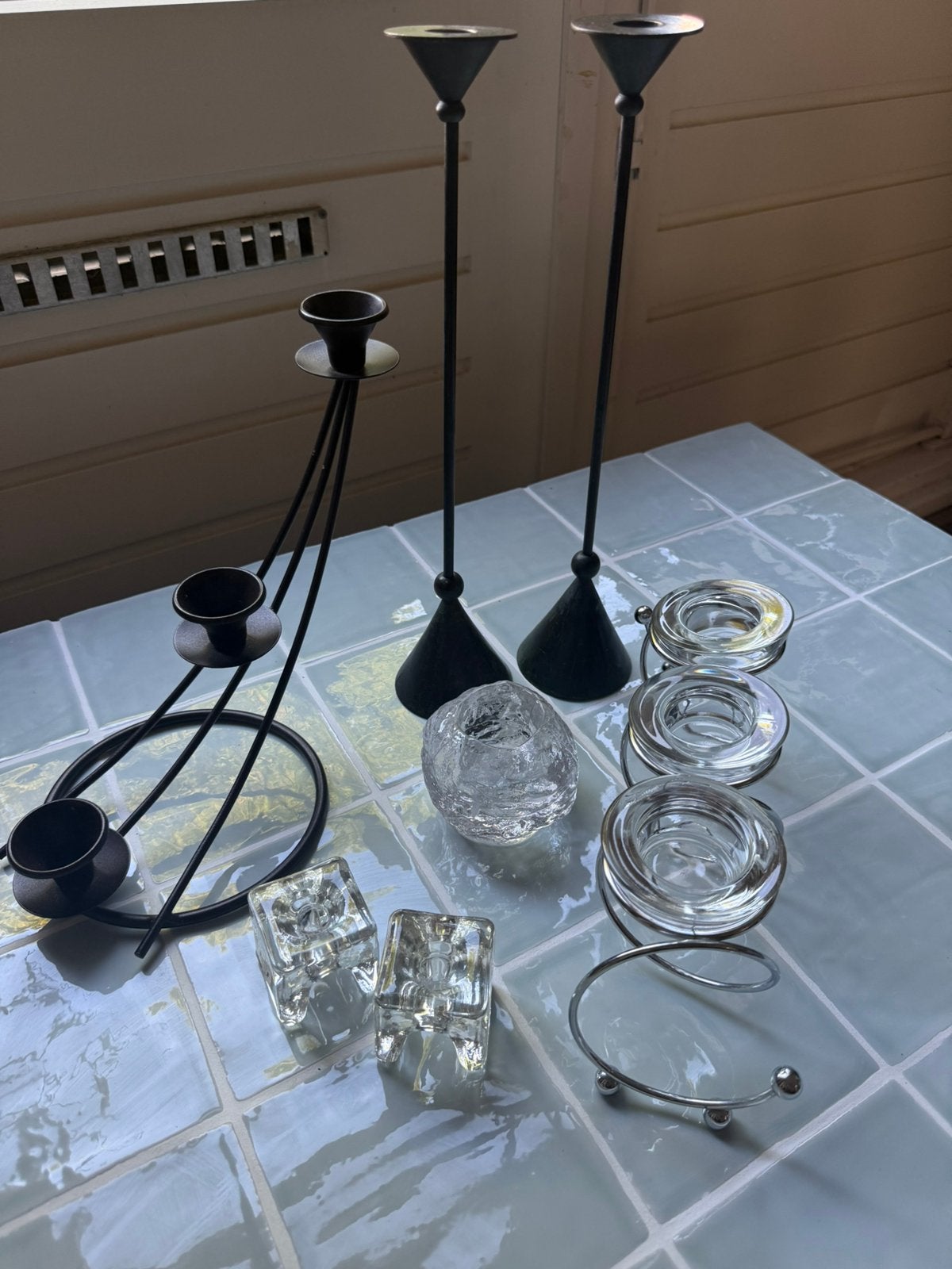 Mooie set kandelaren en kaarsenhouders, Ophalen of Verzenden, Koper of Brons