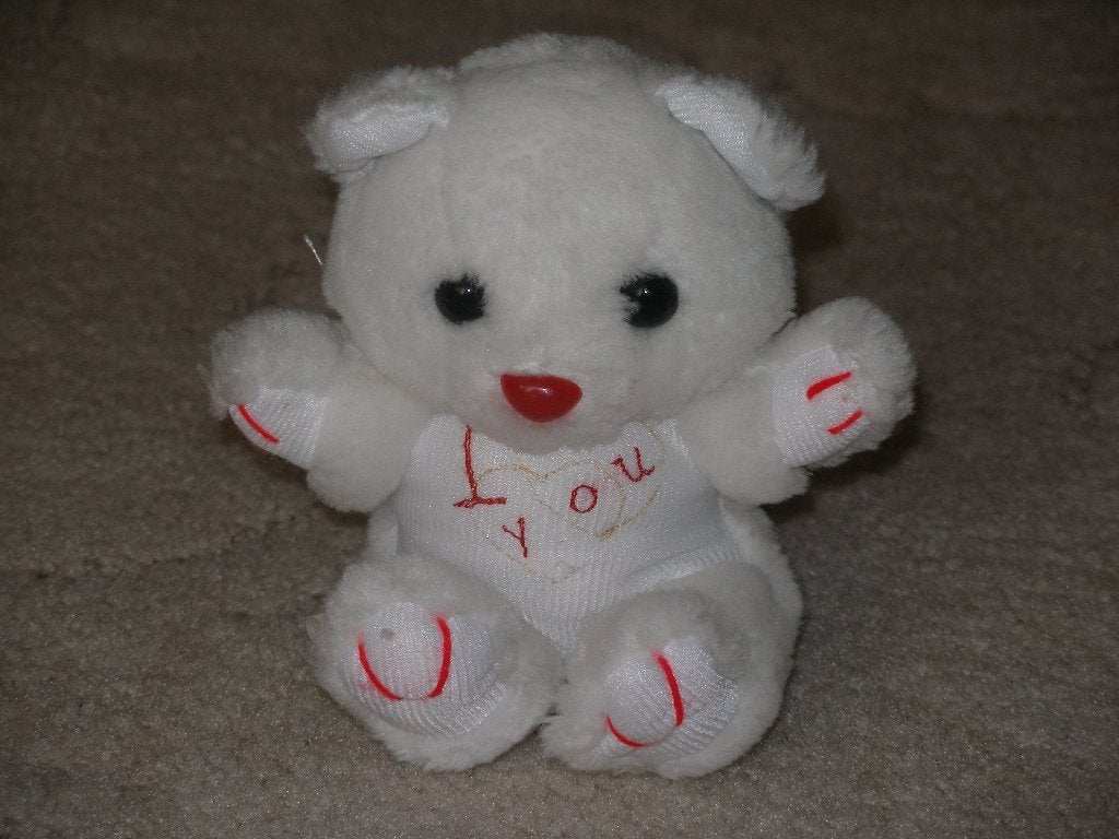 NIEUW 1 wit/rode knuffelbeer tekst I love you 16 cm, Ophalen of Verzenden, Nieuw, Overige typen