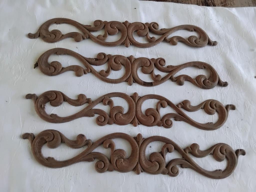 Set van 4 decoratieve houten ornamenten, barokstijl, Ophalen of Verzenden