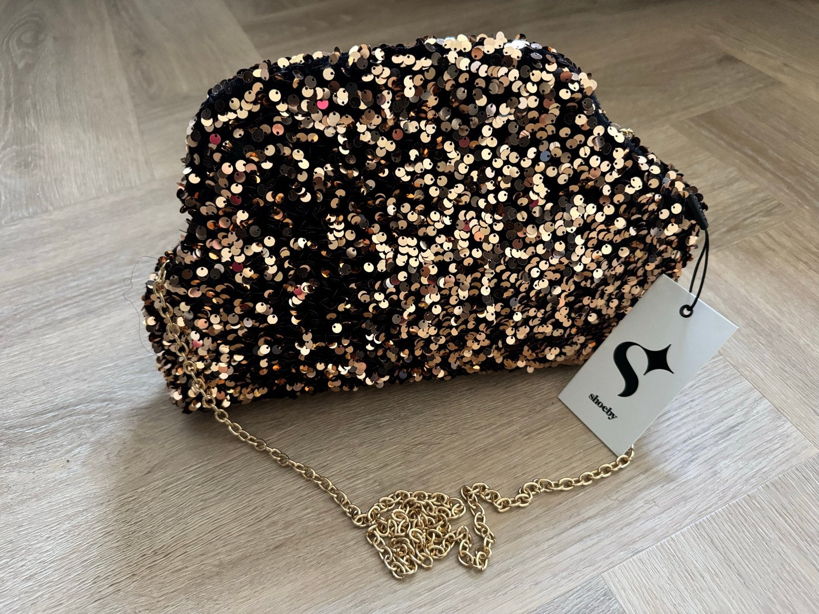 Nieuw Shoeby Sequin Clutch tas zwart/goud-brons, Ophalen of Verzenden, Nieuw, Overige kleuren, Avondtasje
