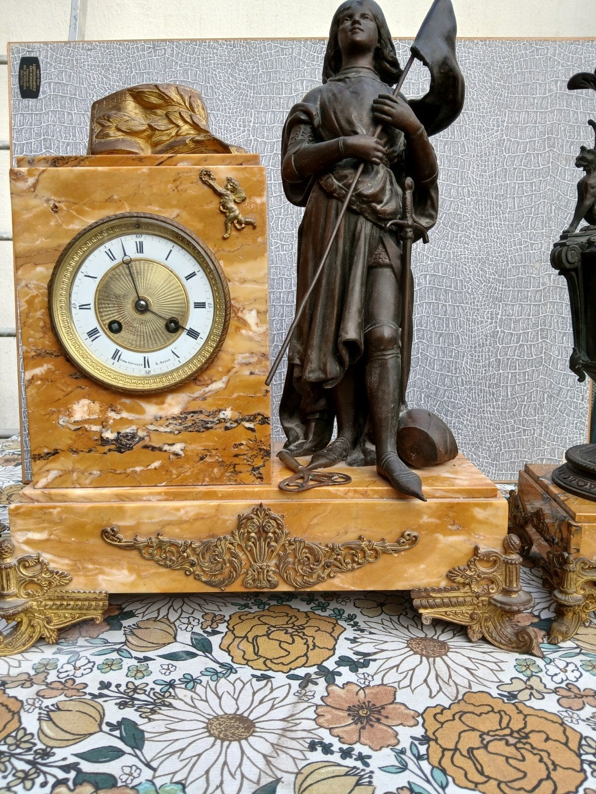 Klokkenstel geaderd marmer, Antiek en Kunst, Antiek | Klokken, Ophalen
