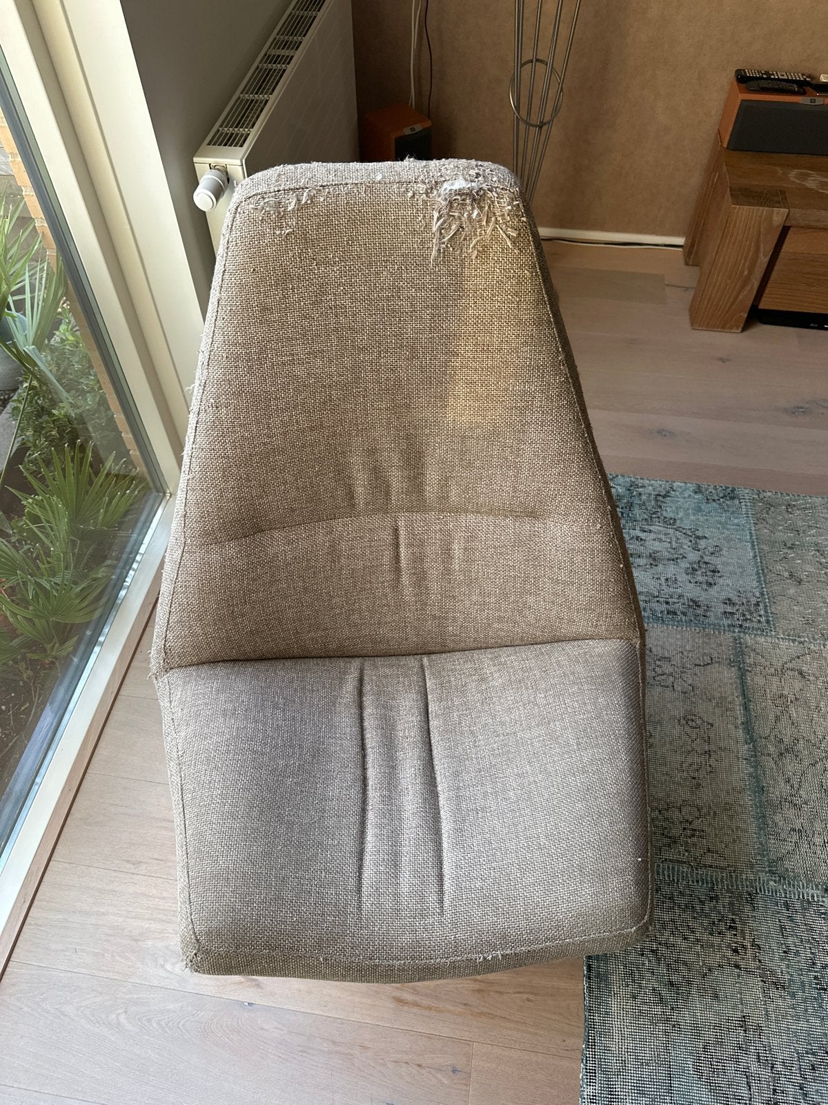 Gebruikte draaibare eetkamerstoel - Beige stof, Ophalen, Gebruikt, Overige kleuren, Eén