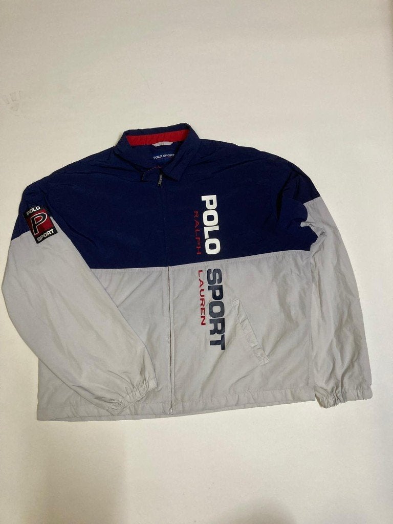 Y2k Polo Ralph Lauren Windbreaker Navy/White - Size L, Maat 52/54 (L), Blauw, Ralph Lauren, Ophalen of Verzenden