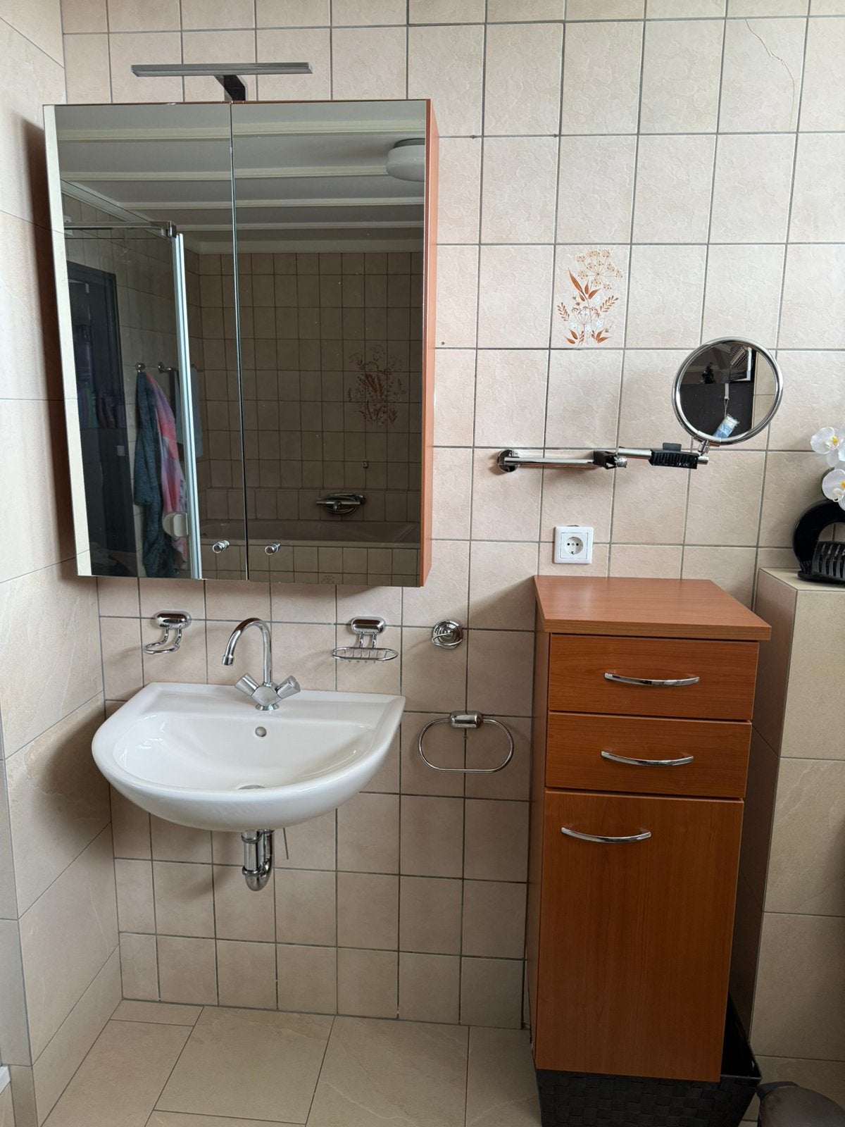 Badkamermeubelset: spiegelkast, wastafel en ladekast, Ophalen, 50 tot 100 cm, Zo goed als nieuw, Minder dan 100 cm