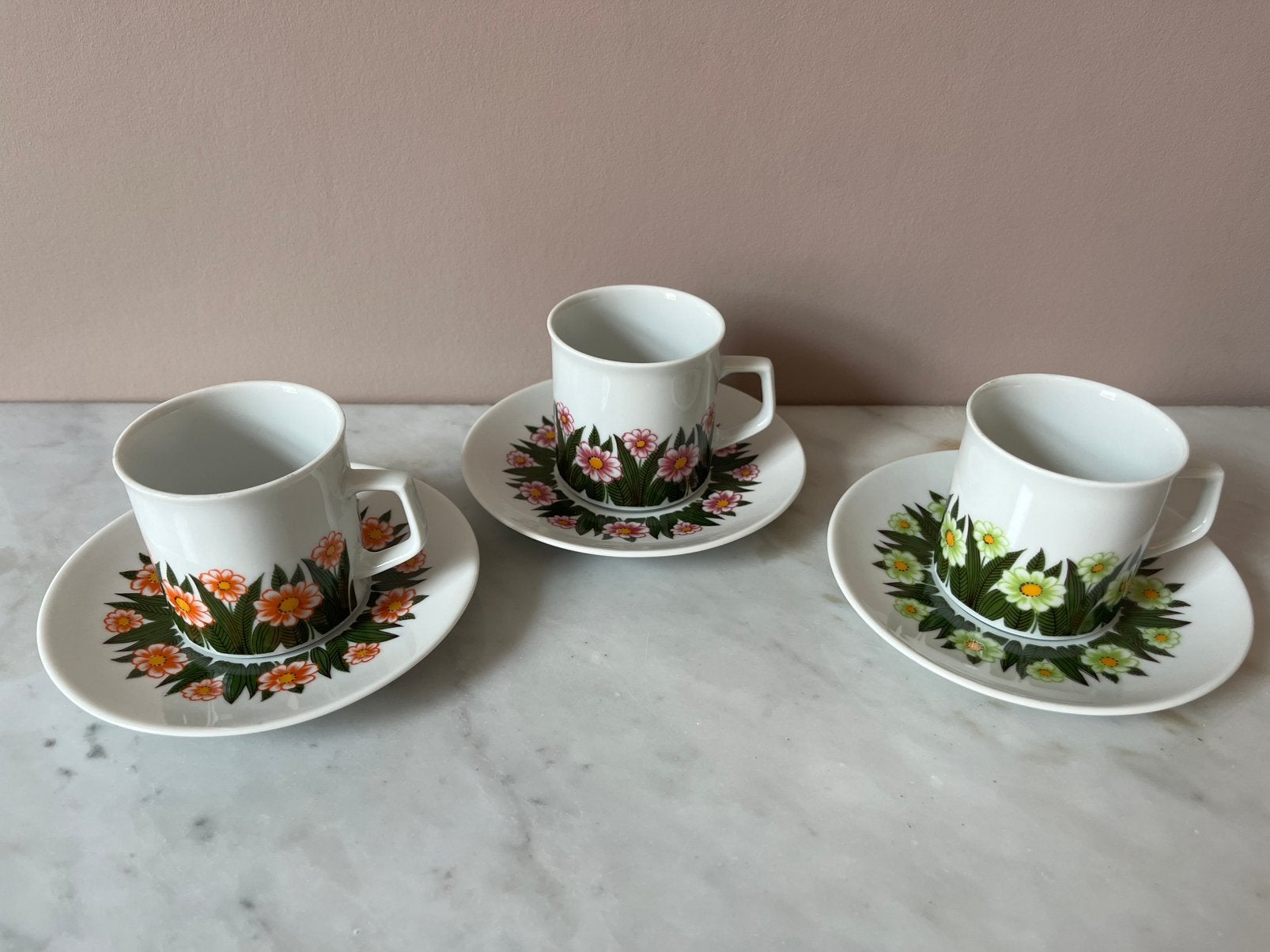 Winterling Bavaria Kop en Schotels –Flower Power (Set van 3), Antiek en Kunst, Antiek | Servies los, Ophalen of Verzenden