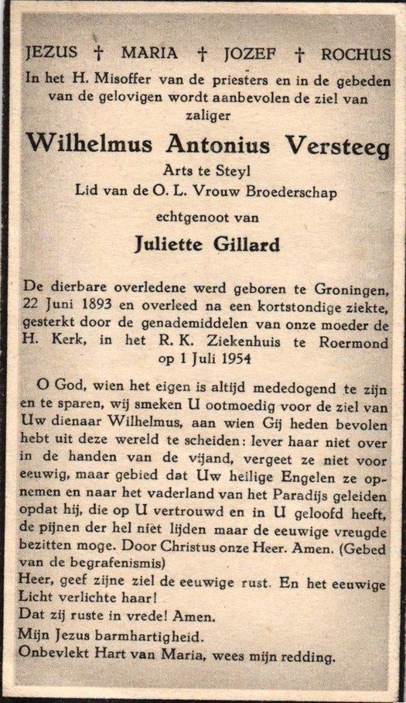 Versteeg Wilhelmus Antonius Groningen 1893-1954 Roermond, Ophalen of Verzenden