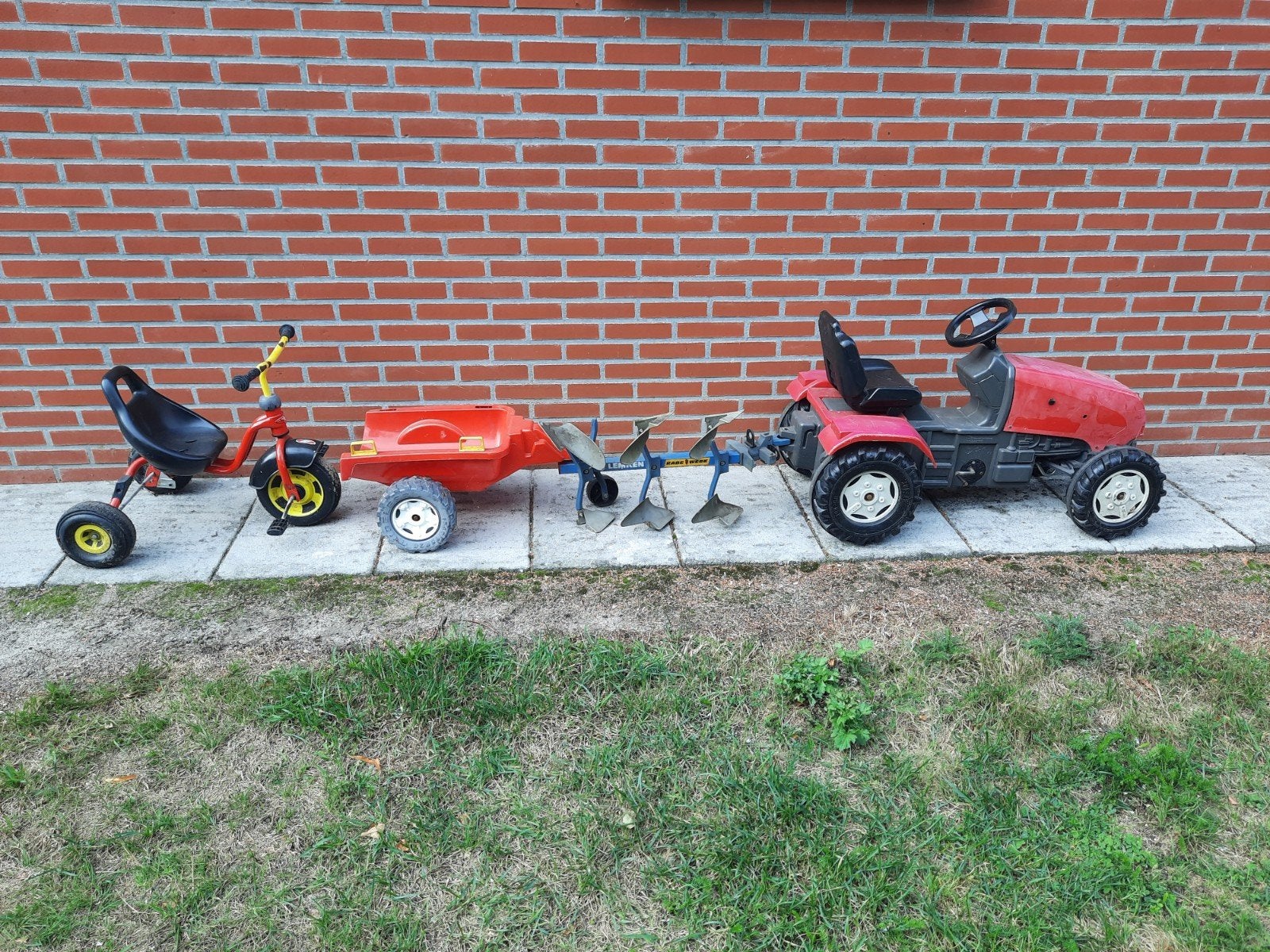 Rolly toys tractor met kar en wentelploeg en pucky driewiele, Kinderen en Baby's, Speelgoed | Buiten | Voertuigen en Loopfietsen