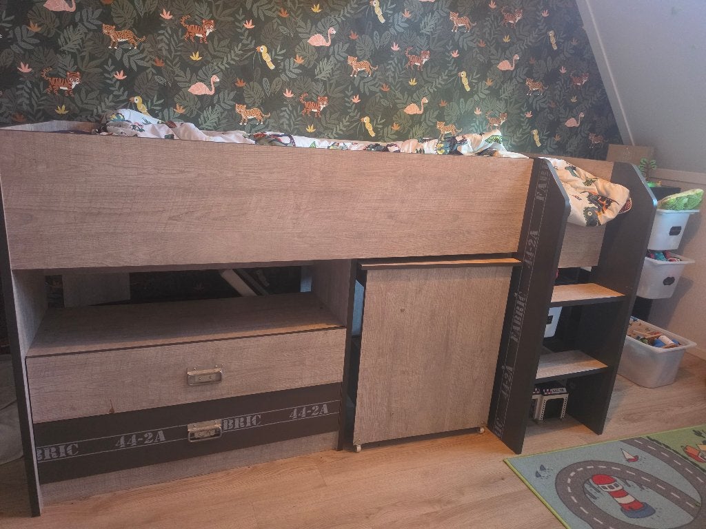 1persoonsbed halfhoogslaper, Ophalen, Gebruikt, 90 cm, Eenpersoons